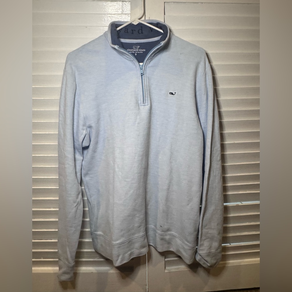 Vineyard Vines Light Blue Quarter Zip Pullover Pima Cotton Men’s